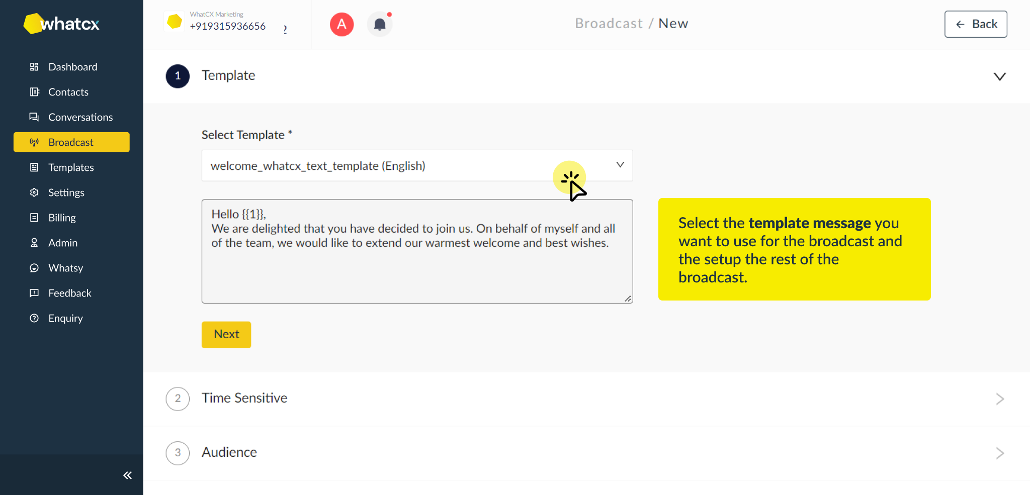 Quick replies in broadcast 2