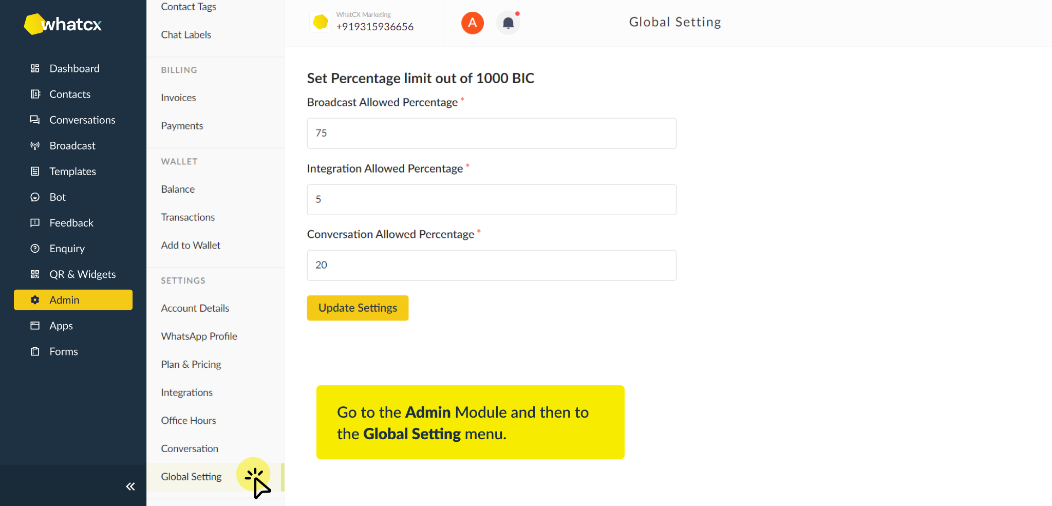 How to configure Global Settings? - WhatCX Knowledgebase